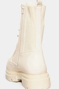 Limited Collection Limited Collection Cream Chunky Sock Lace Up Boots In Wide E Fit & Extra Wide Eee Fit