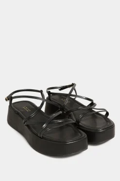 Limited Collection Limited Collection Black Strappy Flatform Sandals In Extra Wide Eee Fit
