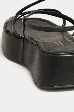 Limited Collection Limited Collection Black Strappy Flatform Sandals In Extra Wide Eee Fit
