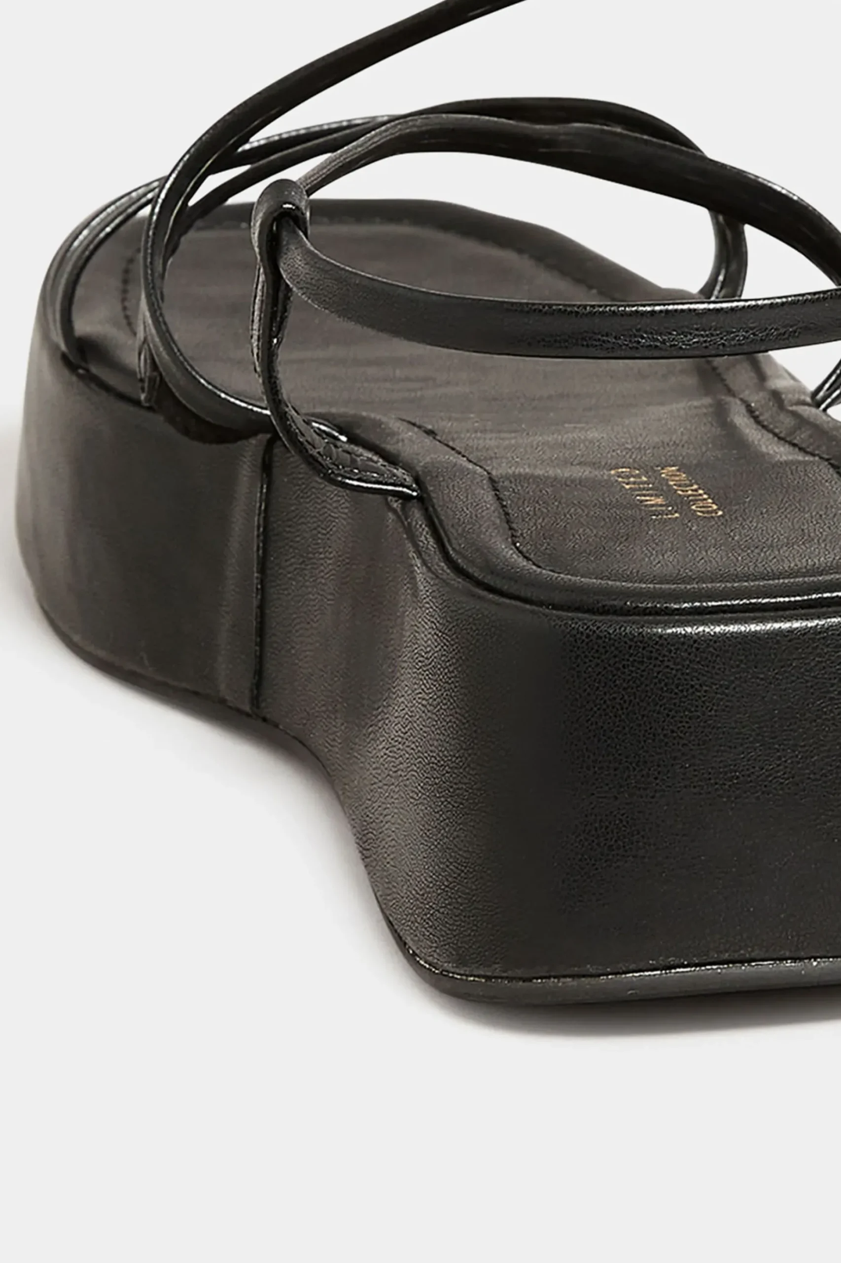 Limited Collection Limited Collection Black Strappy Flatform Sandals In Extra Wide Eee Fit