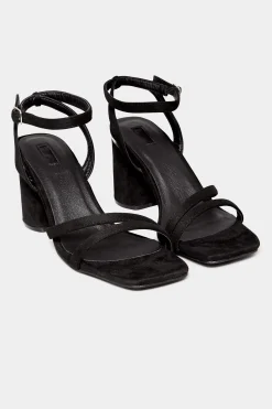 Limited Collection Limited Collection Black Asymmetrical Block Heel Sandal In Wide E Fit & Extra Fit Eee Fit