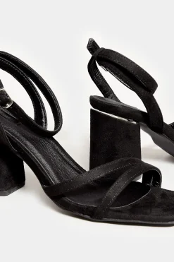 Limited Collection Limited Collection Black Asymmetrical Block Heel Sandal In Wide E Fit & Extra Fit Eee Fit
