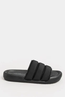 Limited Collection Limited Collection Black Padded Sliders In Wide E Fit