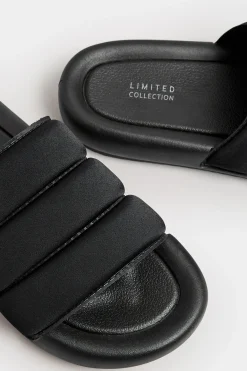 Limited Collection Limited Collection Black Padded Sliders In Wide E Fit