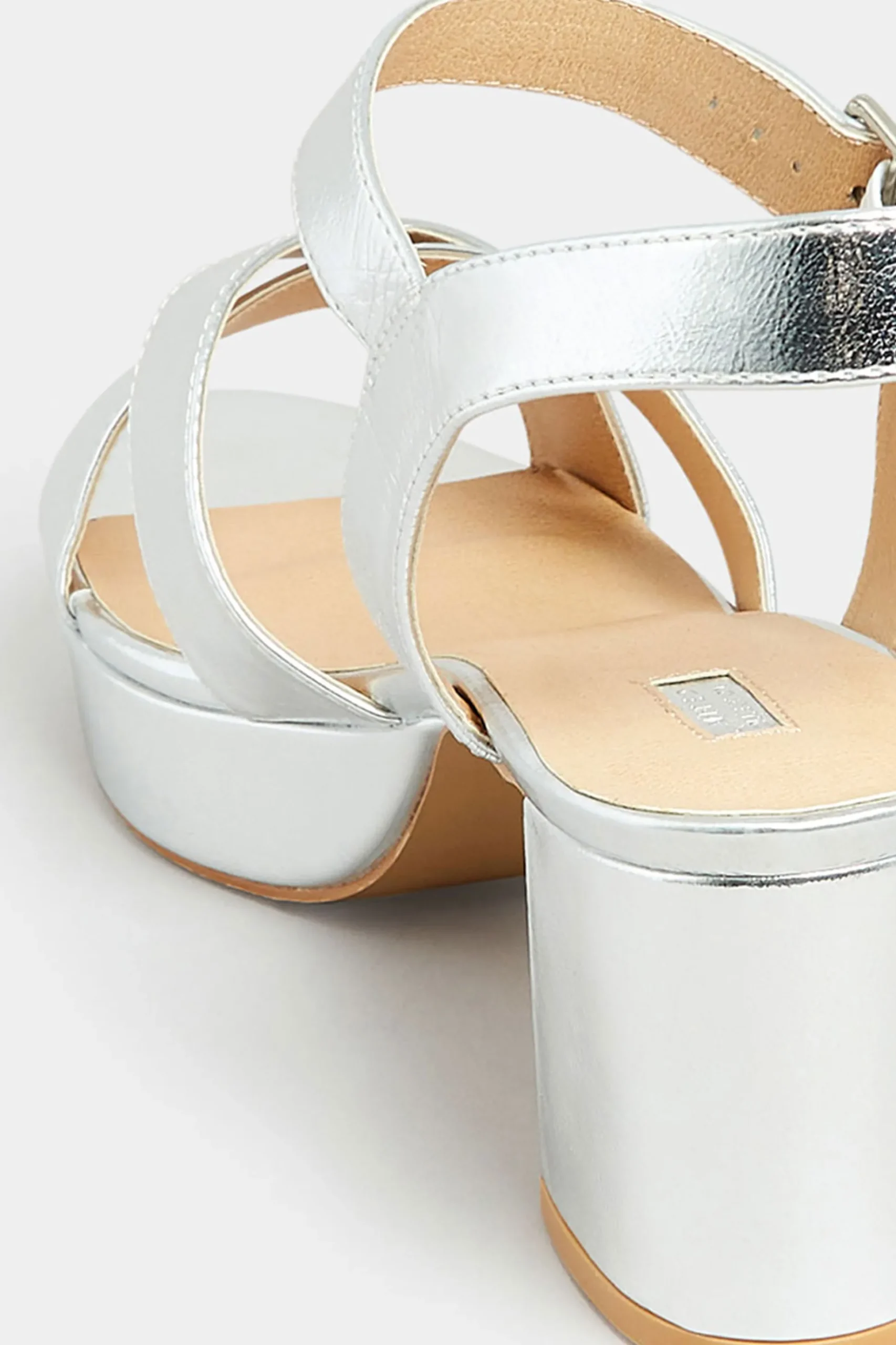 Limited Collection Limited Collection Silver Metallic Platform Heels In Wide E Fit & Extra Wide Eee Fit