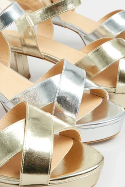 Limited Collection Limited Collection Silver Metallic Platform Heels In Wide E Fit & Extra Wide Eee Fit