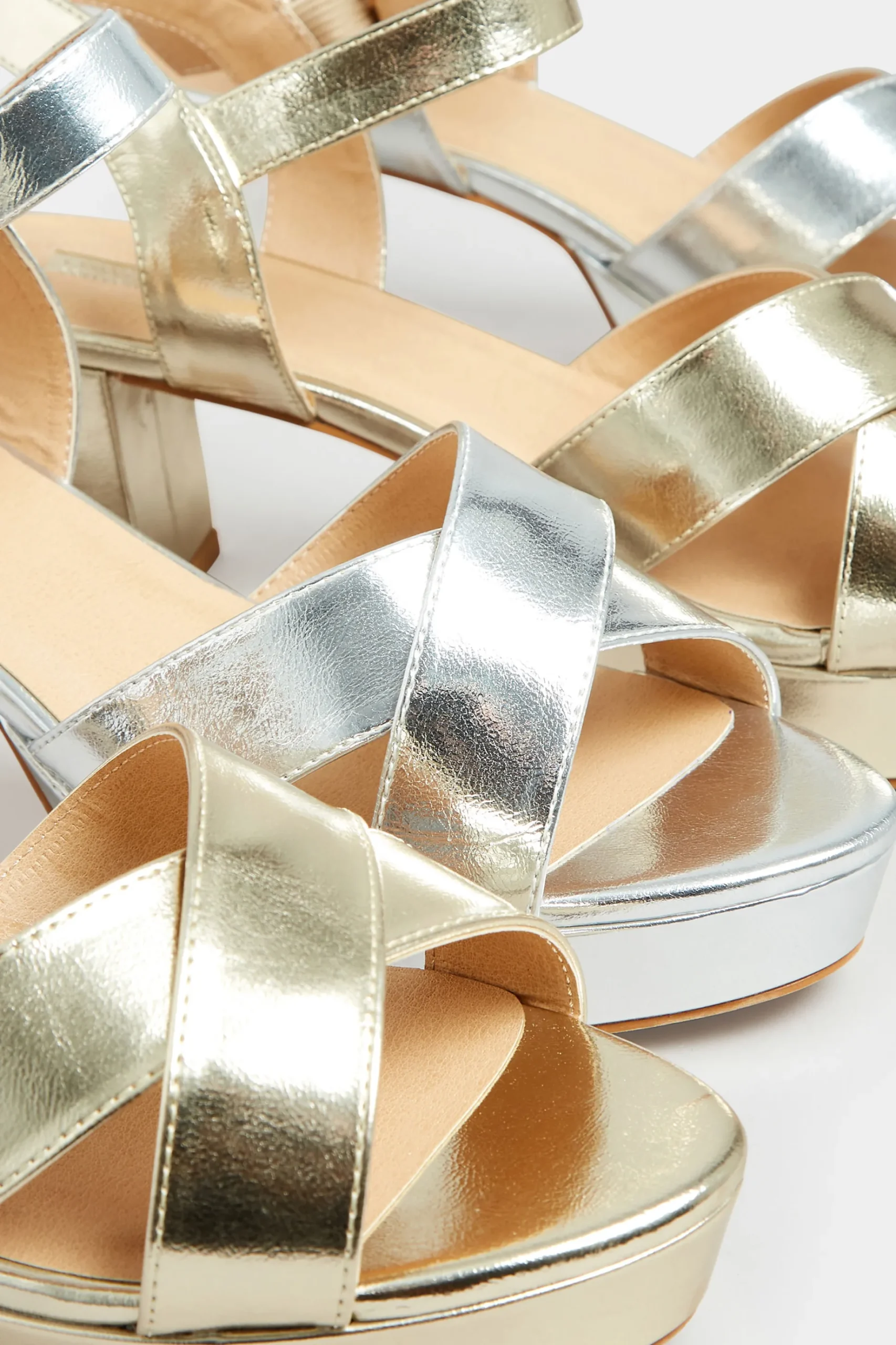 Limited Collection Limited Collection Silver Metallic Platform Heels In Wide E Fit & Extra Wide Eee Fit