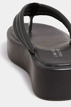 Limited Collection Limited Collection Black Flatform Flip Flops In Wide E Fit