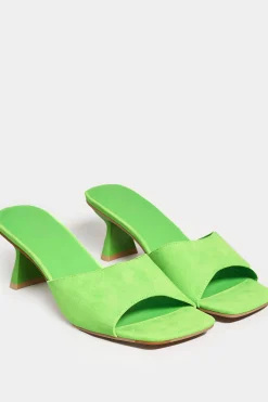 Limited Collection Limited Collection Green Kitten Heel Mule In Wide E Fit & Extra Wide Eee Fit