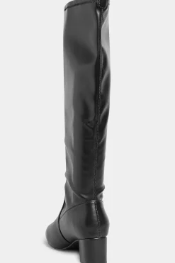 Limited Collection Limited Collection Black Stretch Heeled Knee High Boots In Wide E Fit & Extra Wide Eee Fit