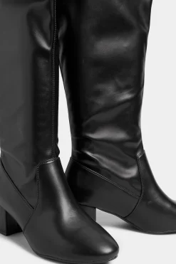 Limited Collection Limited Collection Black Stretch Heeled Knee High Boots In Wide E Fit & Extra Wide Eee Fit