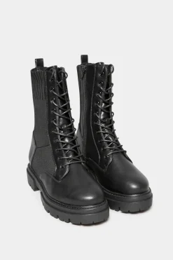 Limited Collection Limited Collection Black Chunky Sock Lace Up Boots In Wide E Fit & Extra Wide Eee Fit