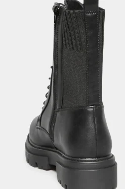 Limited Collection Limited Collection Black Chunky Sock Lace Up Boots In Wide E Fit & Extra Wide Eee Fit