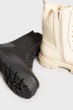Limited Collection Limited Collection Black Chunky Sock Lace Up Boots In Wide E Fit & Extra Wide Eee Fit
