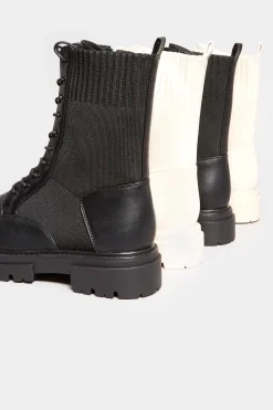 Limited Collection Limited Collection Black Chunky Sock Lace Up Boots In Wide E Fit & Extra Wide Eee Fit