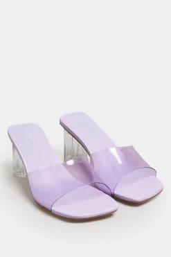 Limited Collection Limited Collection Lilac Purple & Clear Block Heel Mules In Extra Wide Eee Fit
