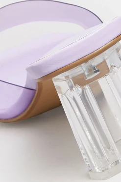 Limited Collection Limited Collection Lilac Purple & Clear Block Heel Mules In Extra Wide Eee Fit