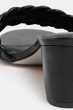 Limited Collection Limited Collection Black Plaited Mule In Wide E Fit & Extra Wide Eee Fit