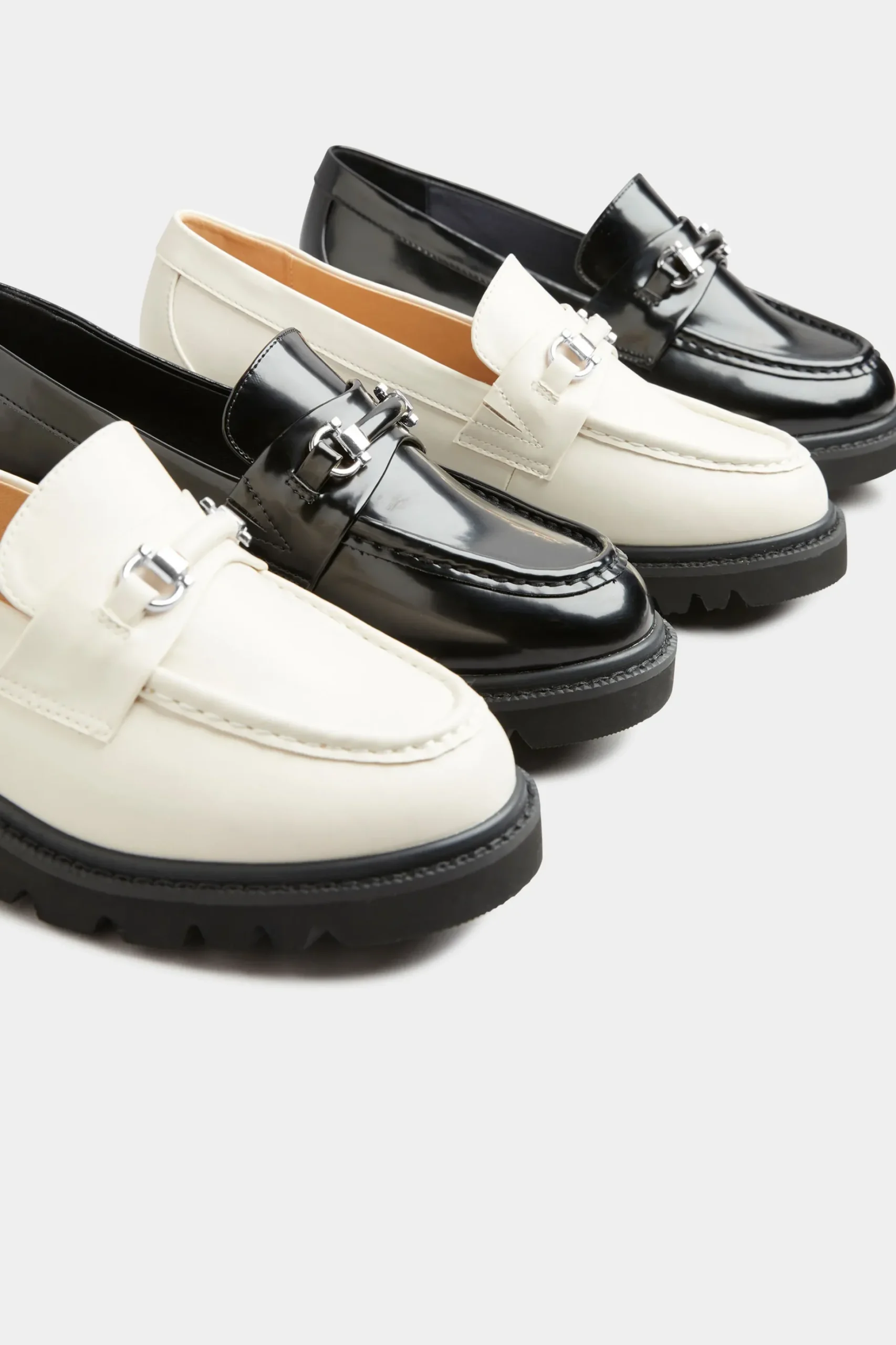 Limited Collection Limited Collection Cream Chunky Saddle Loafers In Extra Wide Eee Fit
