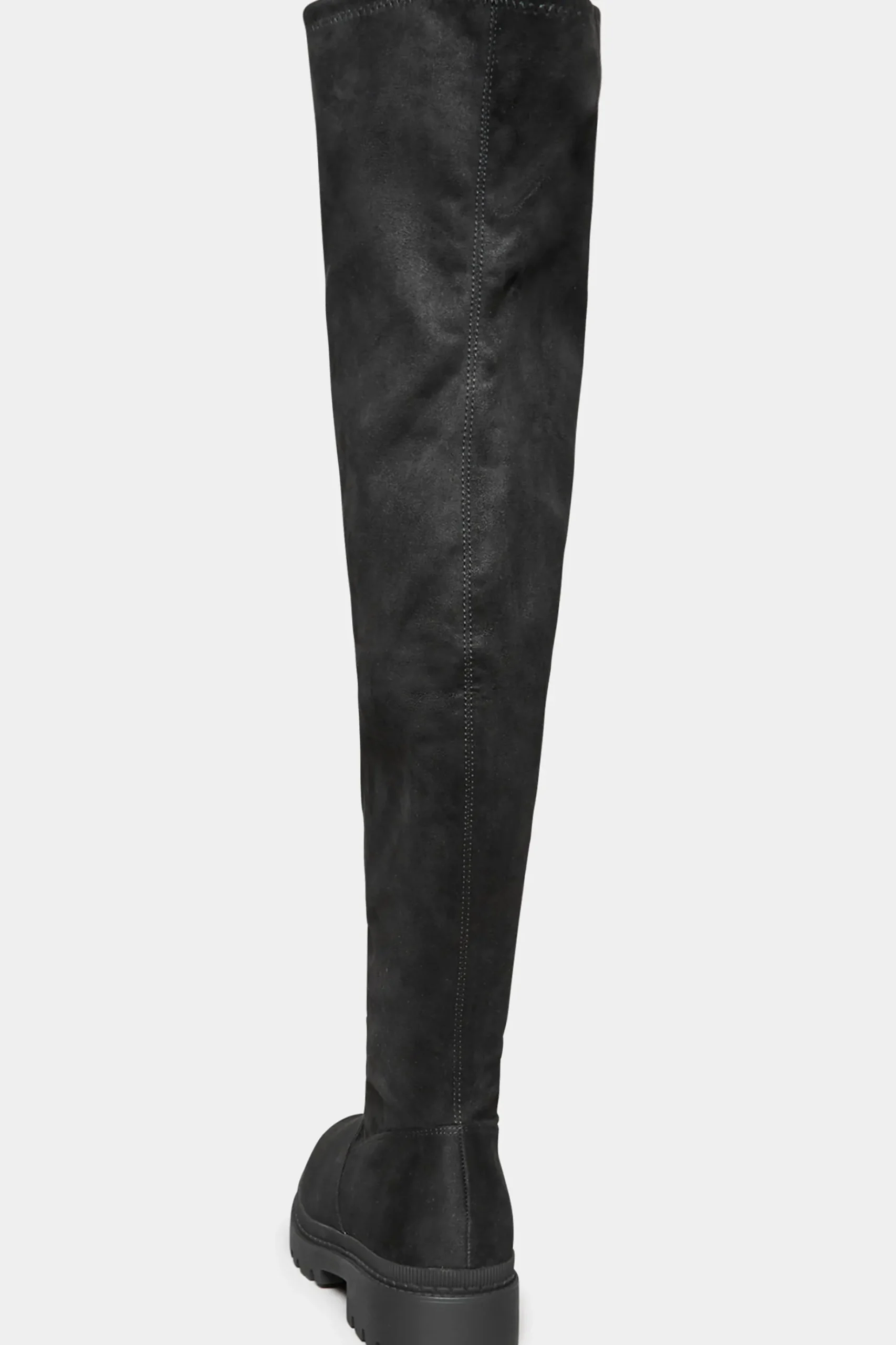 Limited Collection Limited Collection Black Suede Over The Knee Chunky Boots In Wide E Fit & Extra Wide Eee Fit