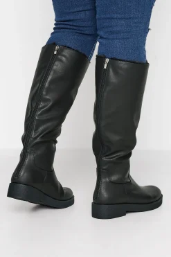 Limited Collection Limited Collection Black Fur Lined Knee High Boots In Wide E Fit