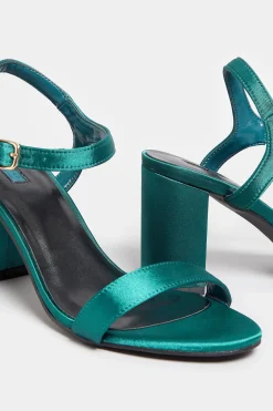 Limited Collection Limited Collection Dark Green Block Heel Sandal In Wide E Fit & Extra Wide Eee Fit