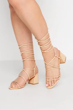Limited Collection Limited Collection Beige Brown Lace Up Block Heels In Extra Wide Eee Fit