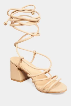 Limited Collection Limited Collection Beige Brown Lace Up Block Heels In Extra Wide Eee Fit