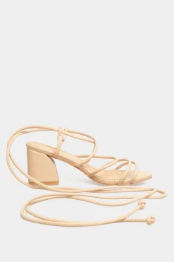 Limited Collection Limited Collection Beige Brown Lace Up Block Heels In Extra Wide Eee Fit
