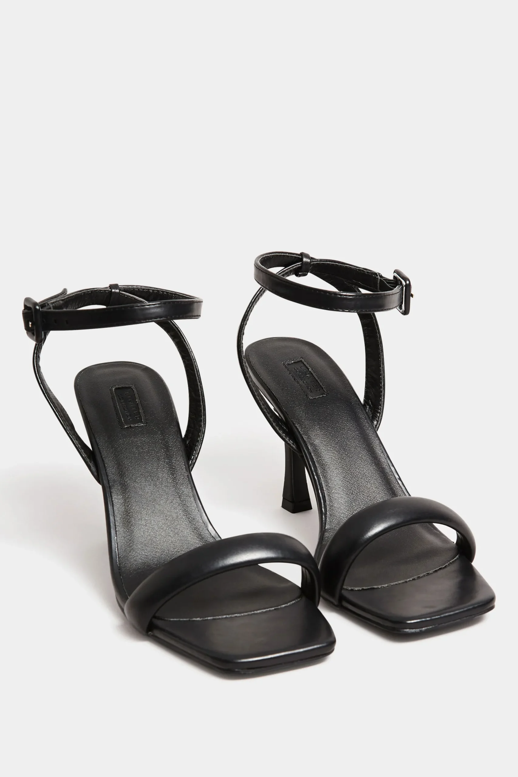 Limited Collection Limited Collection Black Padded Strap Heeled Sandals In Extra Wide Eee Fit
