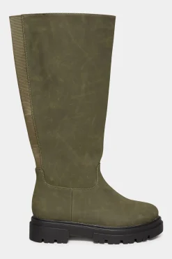Limited Collection Limited Collection Khaki Green Chunky Calf Boots In Extra Wide Eee Fit