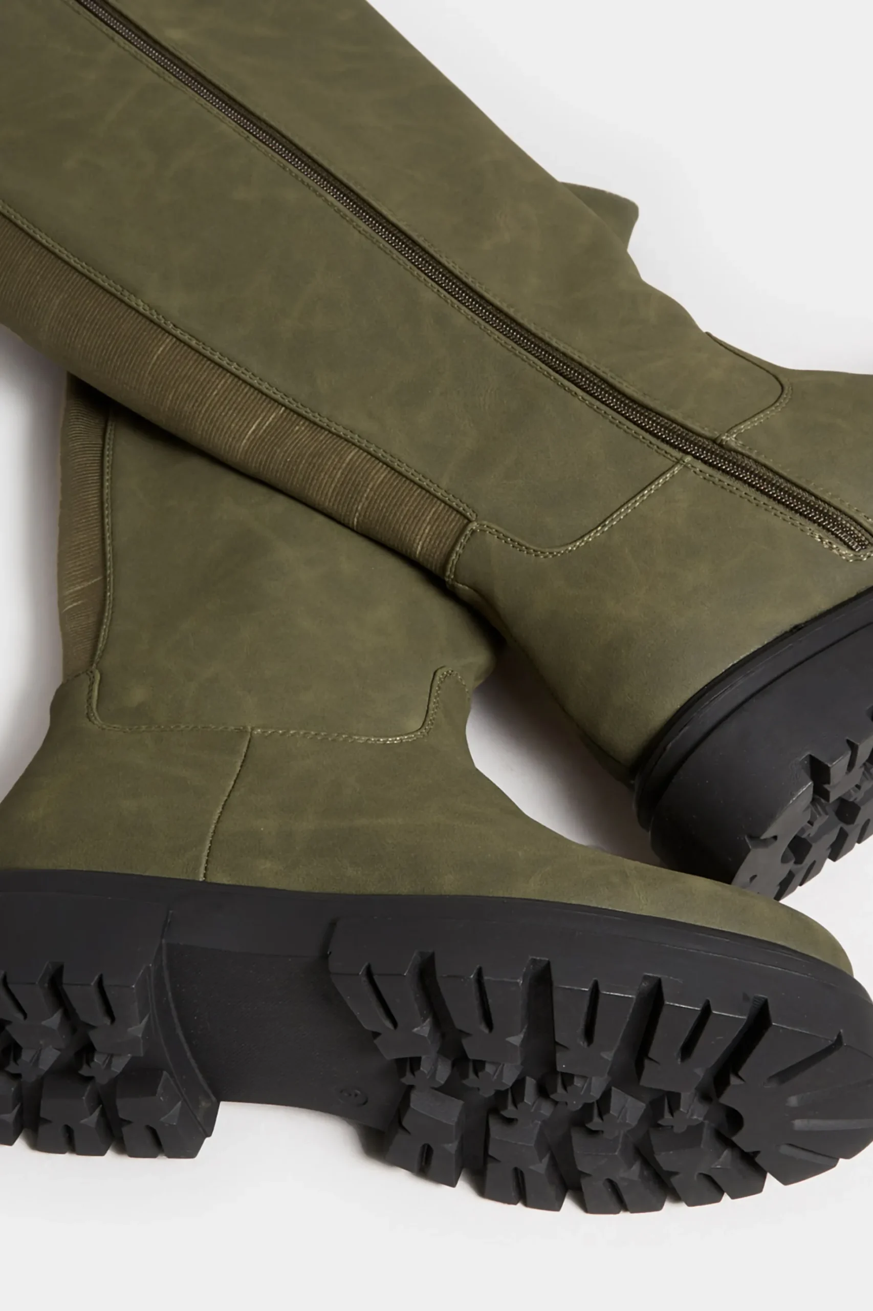 Limited Collection Limited Collection Khaki Green Chunky Calf Boots In Extra Wide Eee Fit