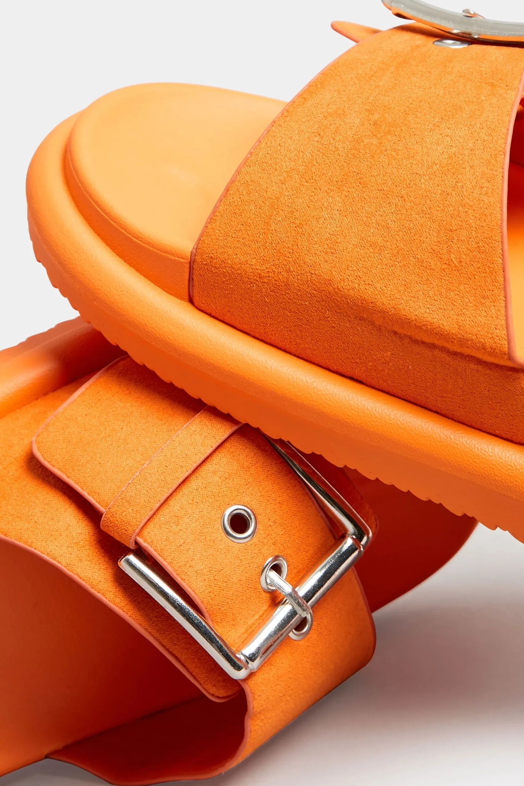 Limited Collection Limited Collection Orange Buckle Strap Mule Sandals In Wide E Fit & Extra Wide Eee Fit