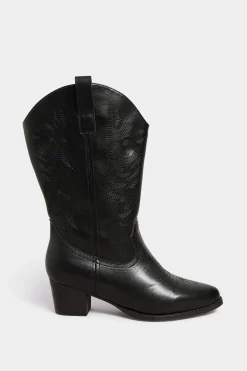 Limited Collection Limited Collection Black Cowboy Boots In Extra Wide Eee Fit