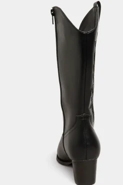 Limited Collection Limited Collection Black Cowboy Boots In Extra Wide Eee Fit