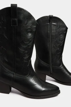 Limited Collection Limited Collection Black Cowboy Boots In Extra Wide Eee Fit