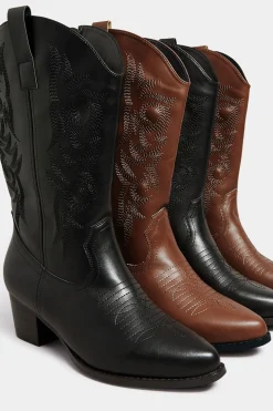 Limited Collection Limited Collection Black Cowboy Boots In Extra Wide Eee Fit