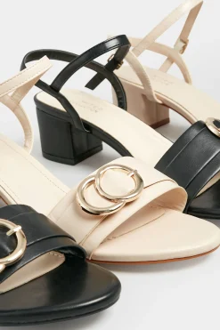 Limited Collection Limited Collection Beige Brown Buckle Block Heeled Sandal In Wide E Fit & Extra Wide Eee Fit