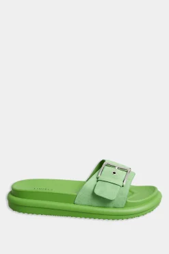 Limited Collection Limited Collection Green Buckle Strap Mule Sandals In Wide E Fit & Extra Wide Eee Fit