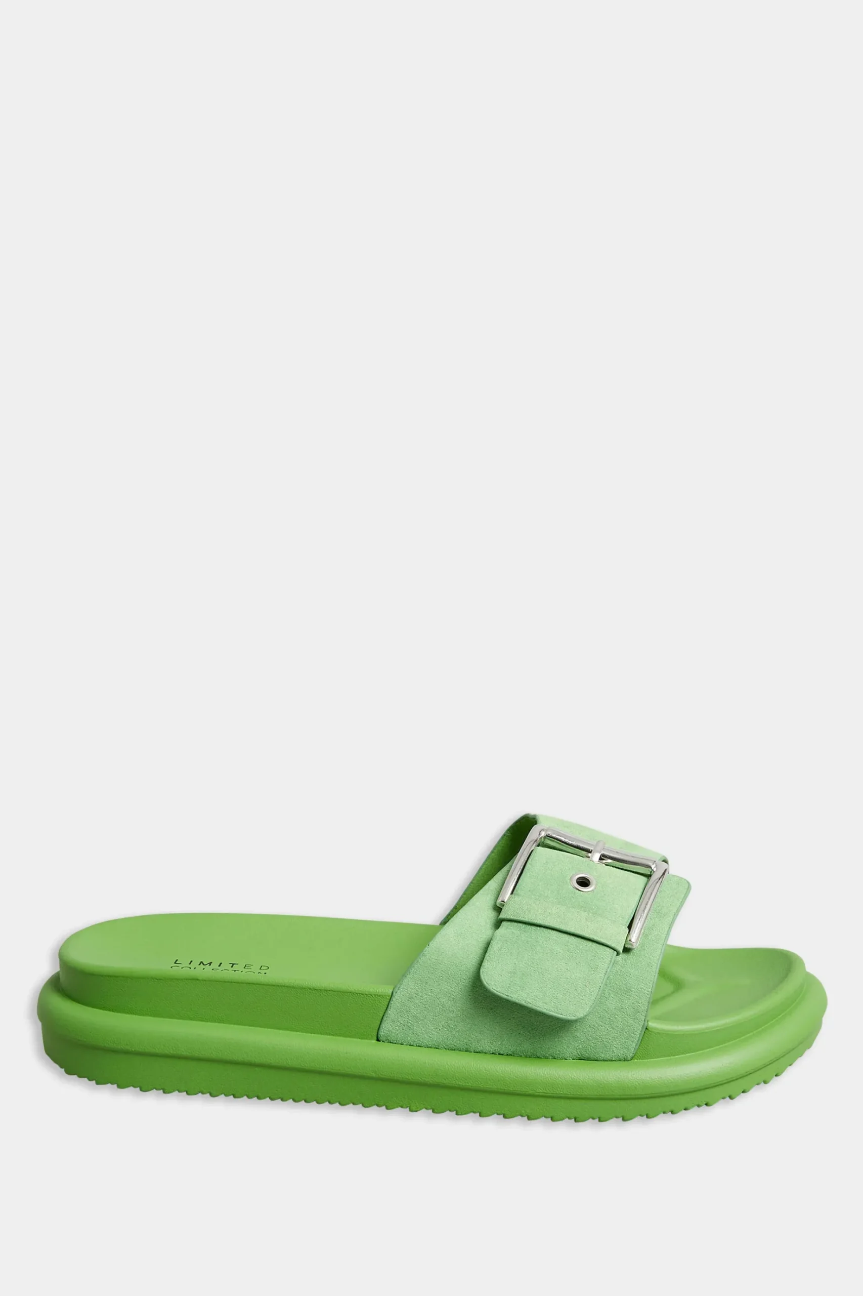 Limited Collection Limited Collection Green Buckle Strap Mule Sandals In Wide E Fit & Extra Wide Eee Fit