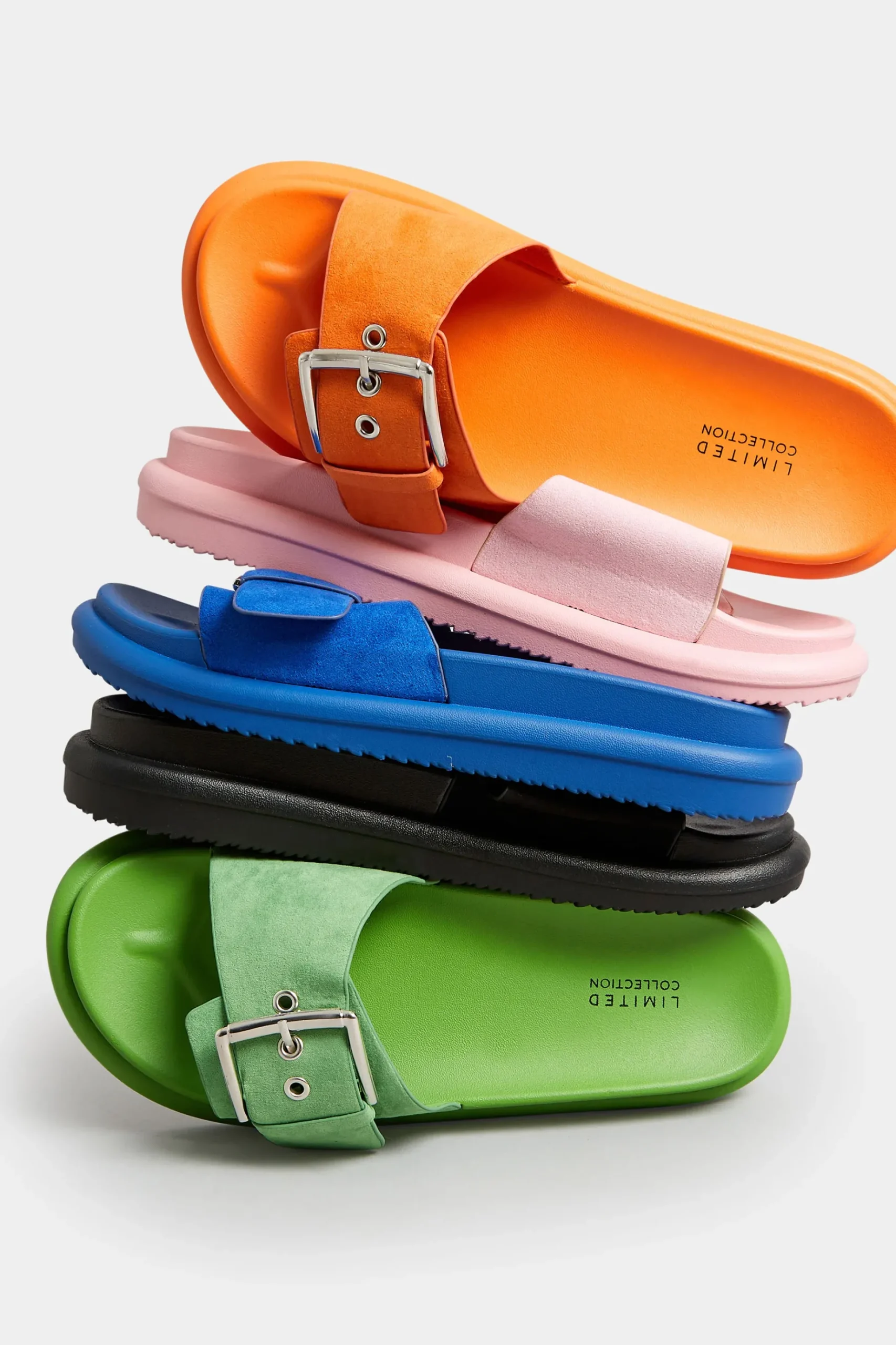 Limited Collection Limited Collection Green Buckle Strap Mule Sandals In Wide E Fit & Extra Wide Eee Fit