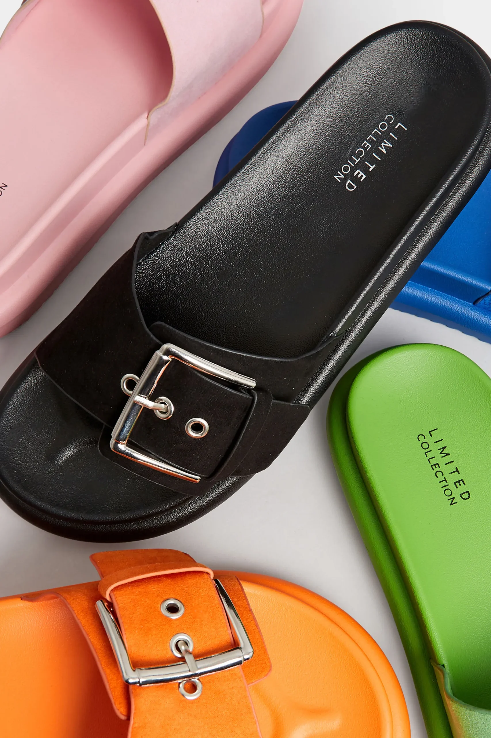 Limited Collection Limited Collection Green Buckle Strap Mule Sandals In Wide E Fit & Extra Wide Eee Fit