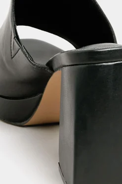 Limited Collection Limited Collection Black Platform Block Mule Sandal Heels In Wide E Fit & Extra Wide Eee Fit