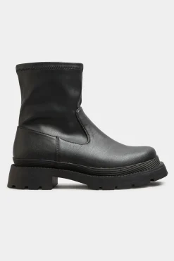 Limited Collection Limited Collection Black Chunky Sock Boots In Extra Wide Eee Fit