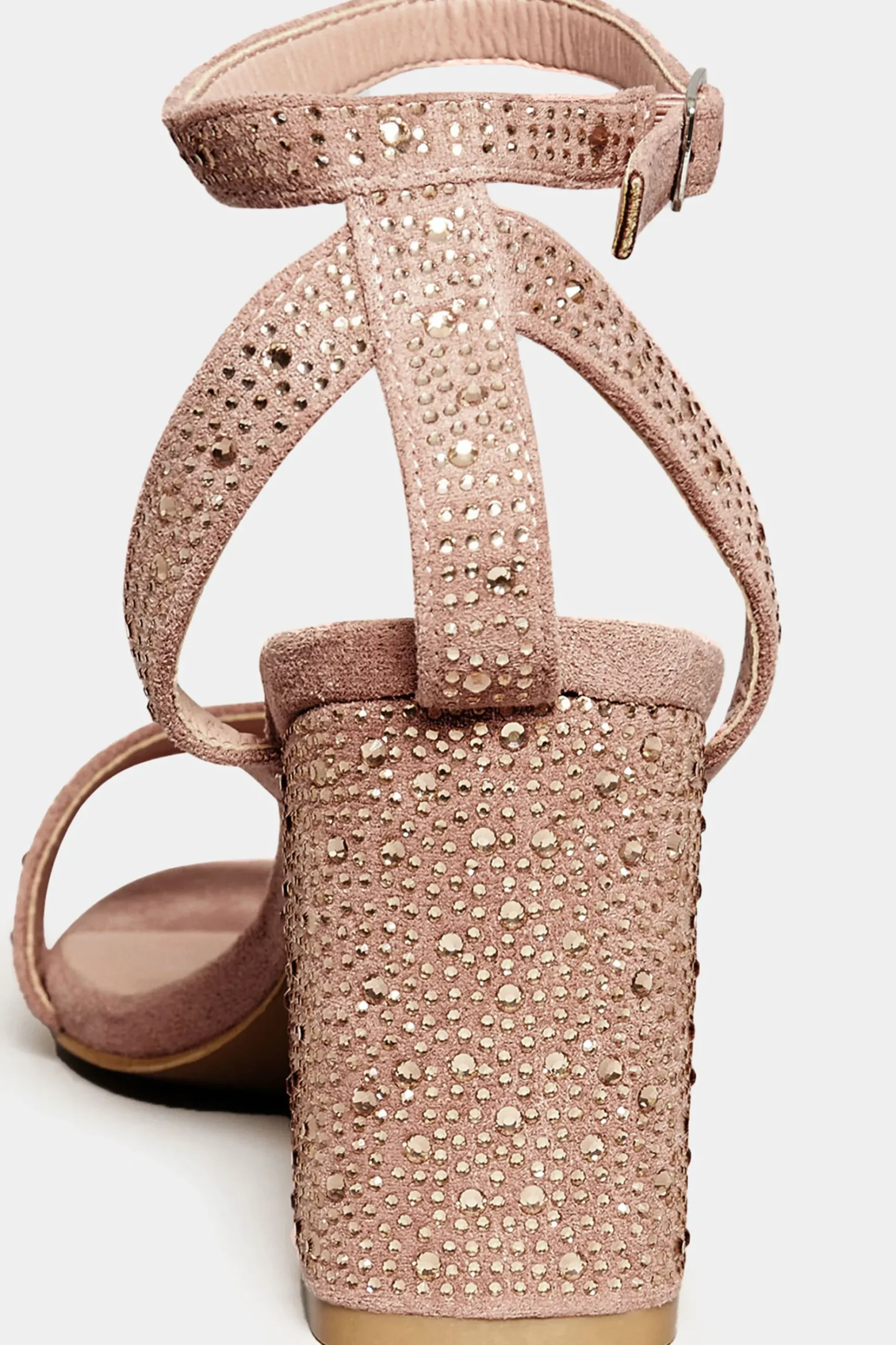Limited Collection Limited Collection Pink Faux Suede Diamante Embellished Heels In Wide E Fit & Extra Wide Eee Fit