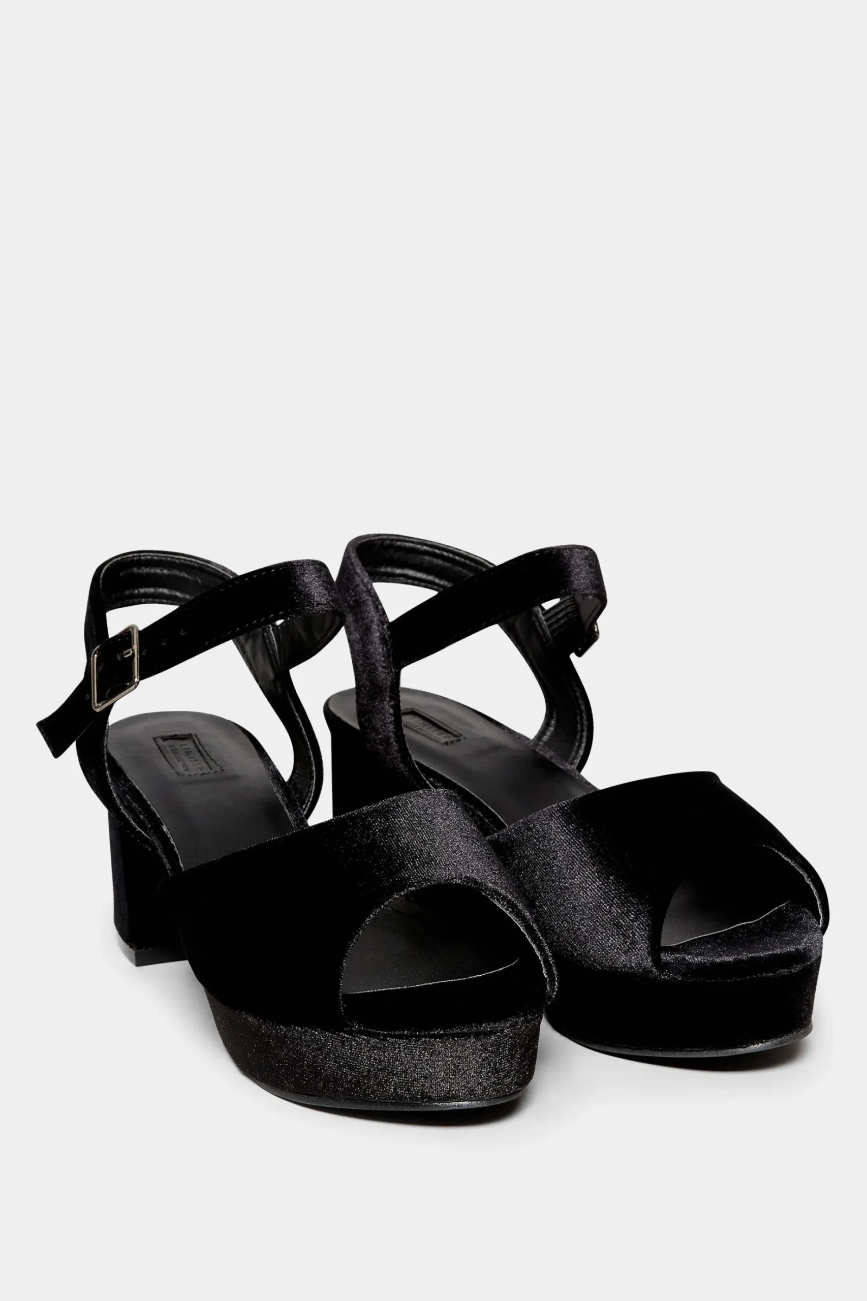 Limited Collection Limited Collection Black Velvet Platform Heels In Wide E Fit & Extra Wide Eee Fit