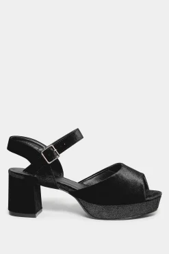 Limited Collection Limited Collection Black Velvet Platform Heels In Wide E Fit & Extra Wide Eee Fit