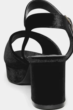 Limited Collection Limited Collection Black Velvet Platform Heels In Wide E Fit & Extra Wide Eee Fit