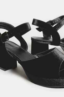 Limited Collection Limited Collection Black Velvet Platform Heels In Wide E Fit & Extra Wide Eee Fit