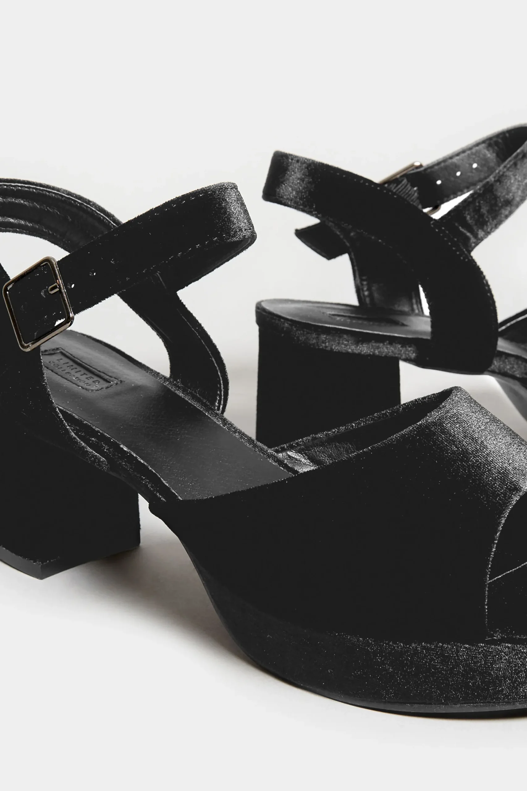 Limited Collection Limited Collection Black Velvet Platform Heels In Wide E Fit & Extra Wide Eee Fit